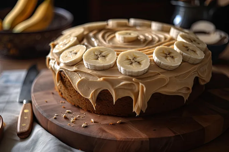 Banana cake with cinnamon cream