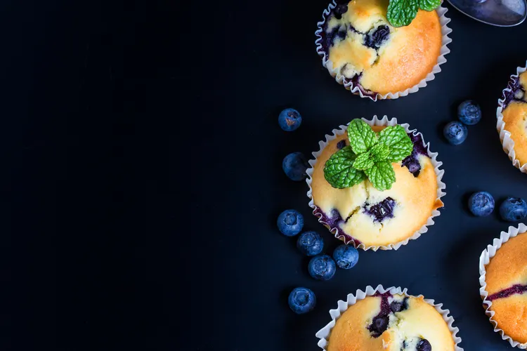 Blueberry and passionfruit muffins