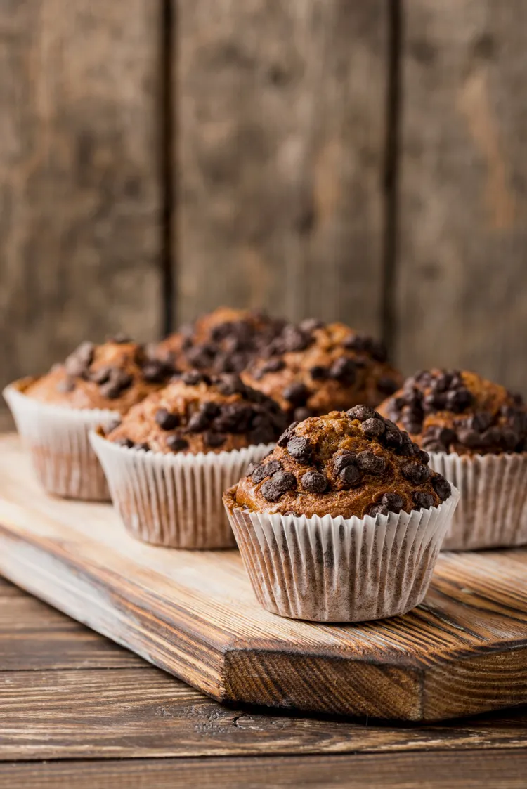 Chunky chocolate, coconut and banana muffins