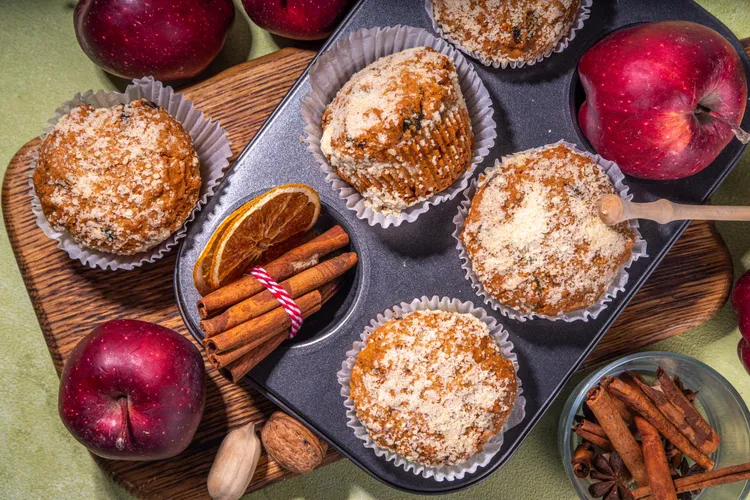 Dairy-free apple and raspberry muffins