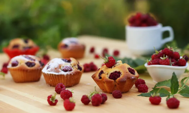 Healthier raspberry muffins