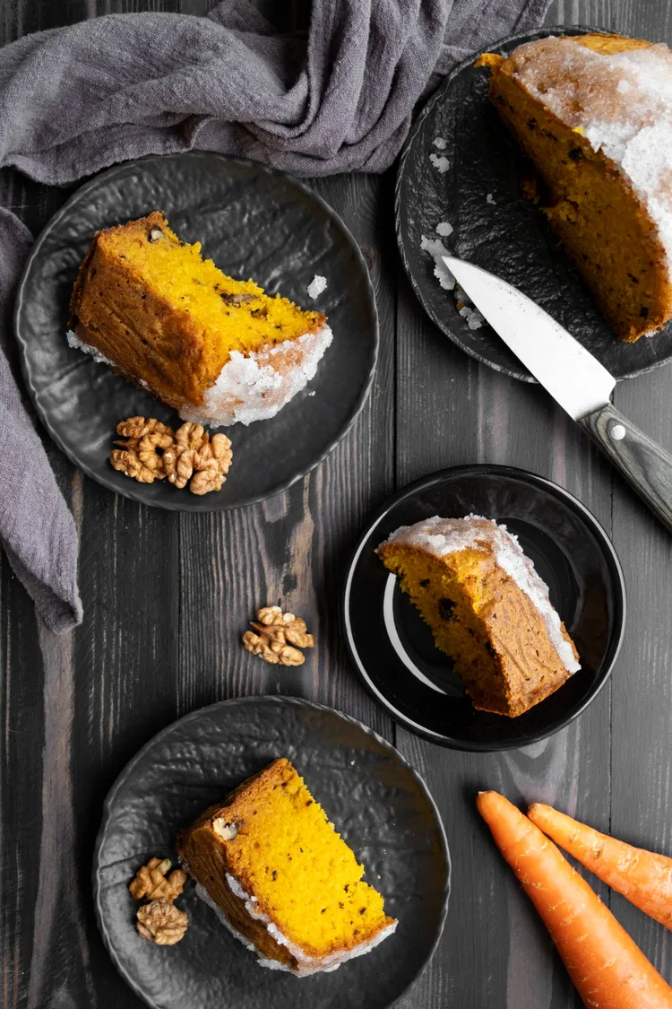 Layered carrot cake with honeyed walnuts