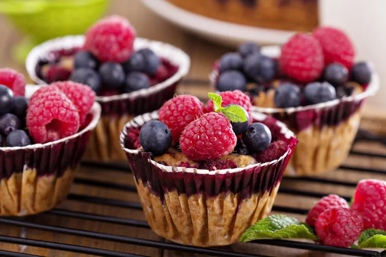 Raspberry & blueberry muffins