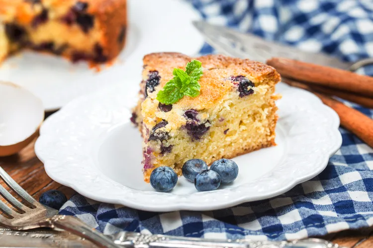 Rustic blueberry and almond cake