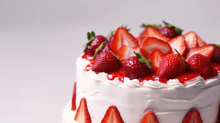 Sponge cake with lime ricotta cream & strawberries