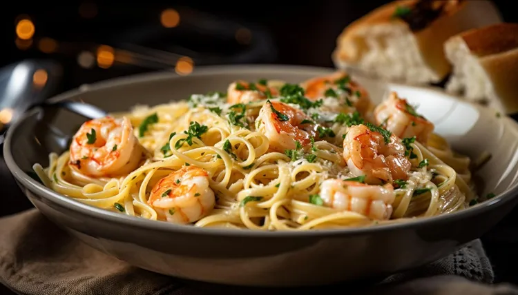 Chilli shrimp and rocket spaghetti