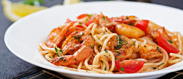Chilli shrimp spaghetti for two