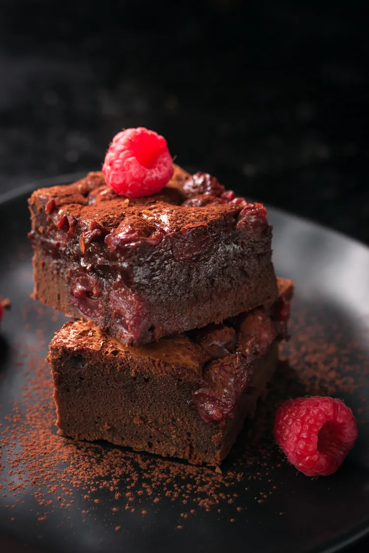 Chocolate and raspberry baked ricotta cake