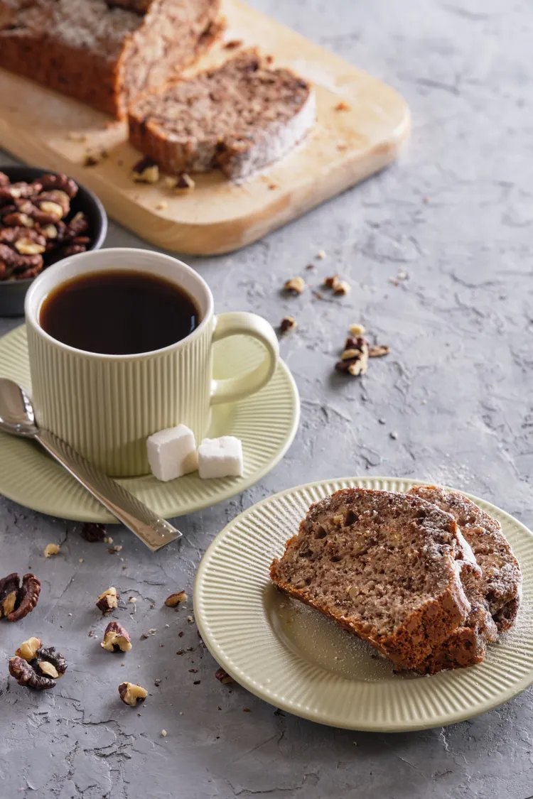 Coffee and walnut streusel syrup cakes