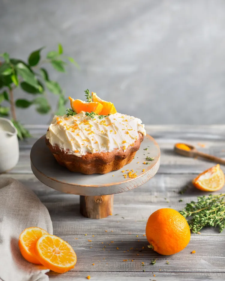 Orange cake with sour cream icing