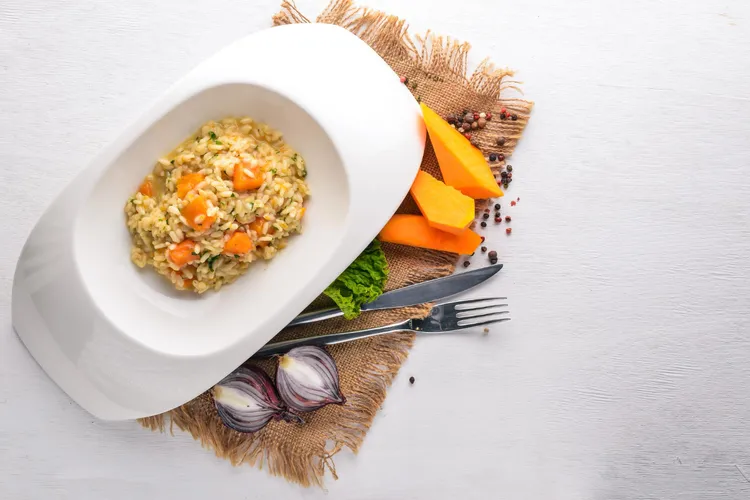 Pumpkin, basil and pine nut risotto