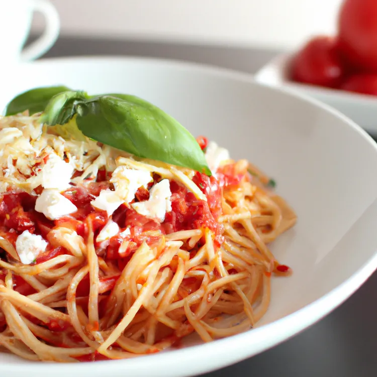 Tomato, basil and feta spaghetti