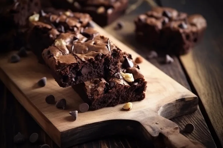 Triple chocolate walnut brownies