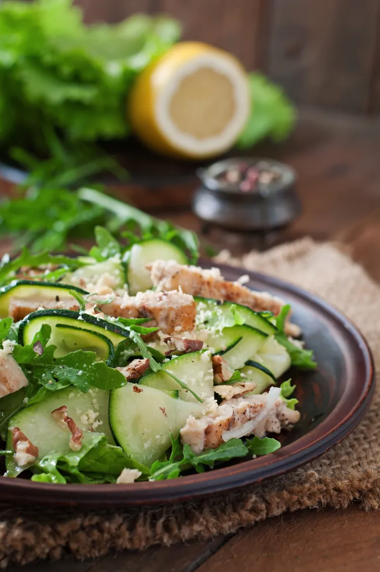 Chicken and avocado salad with raspberry dressing