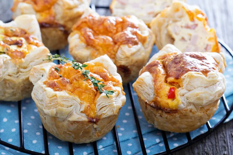 Mini cheese and bacon quiches