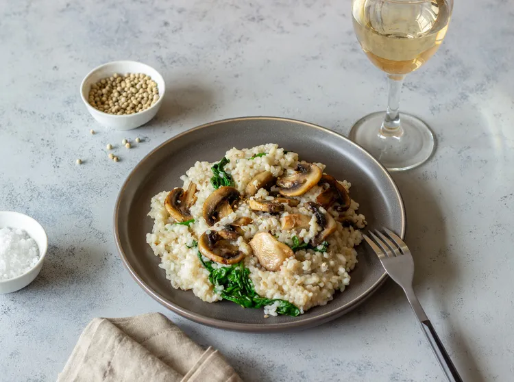 Mushroom and spinach risotto