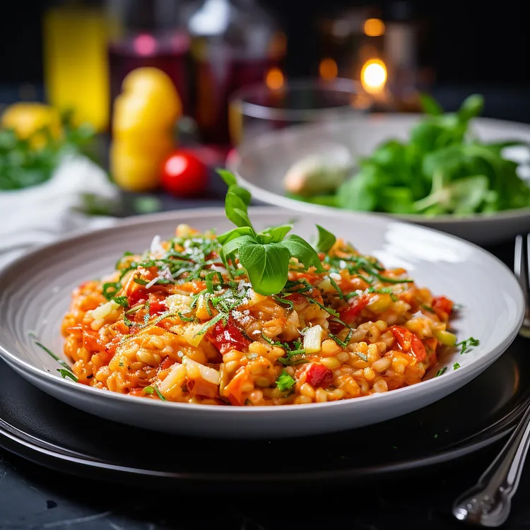 Oven-baked tomato and chicken risotto