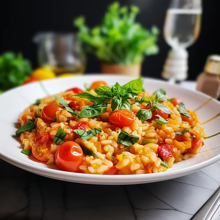 Oven-baked tuna and tomato risotto