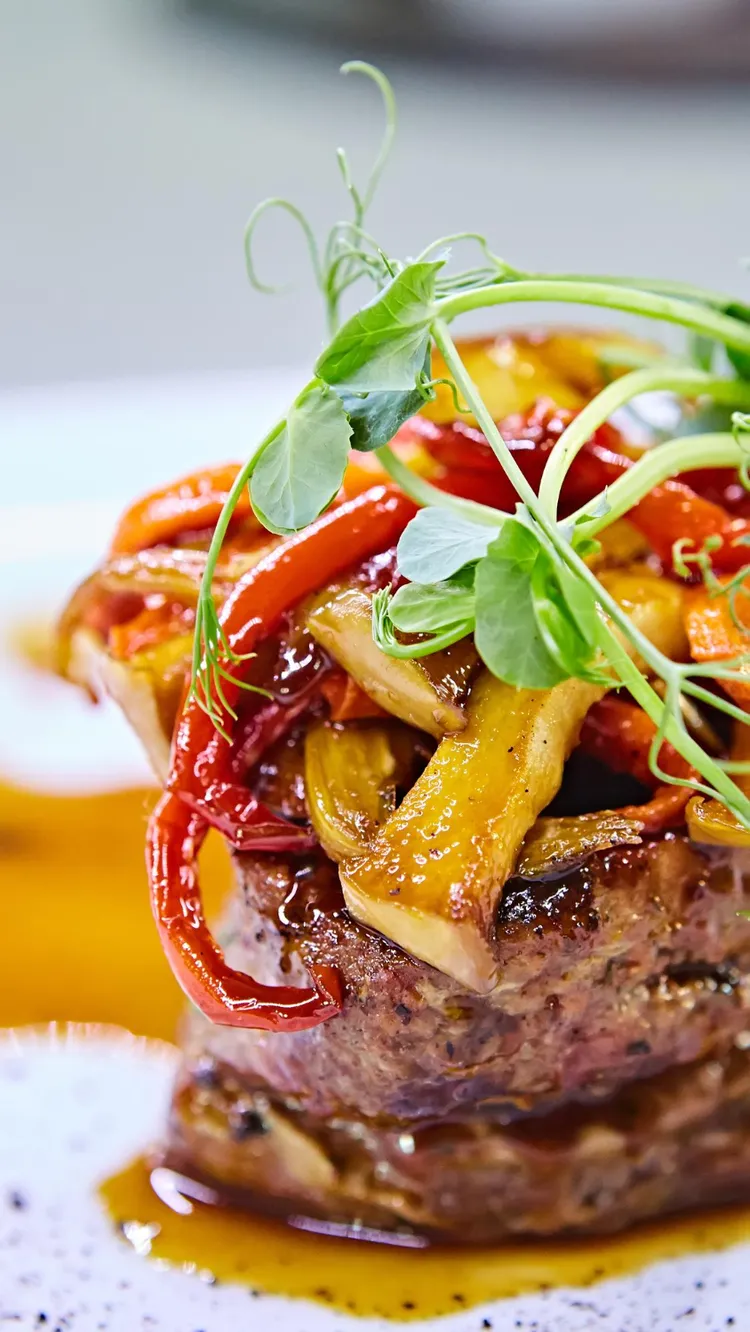 Ratatouille with peppered steak
