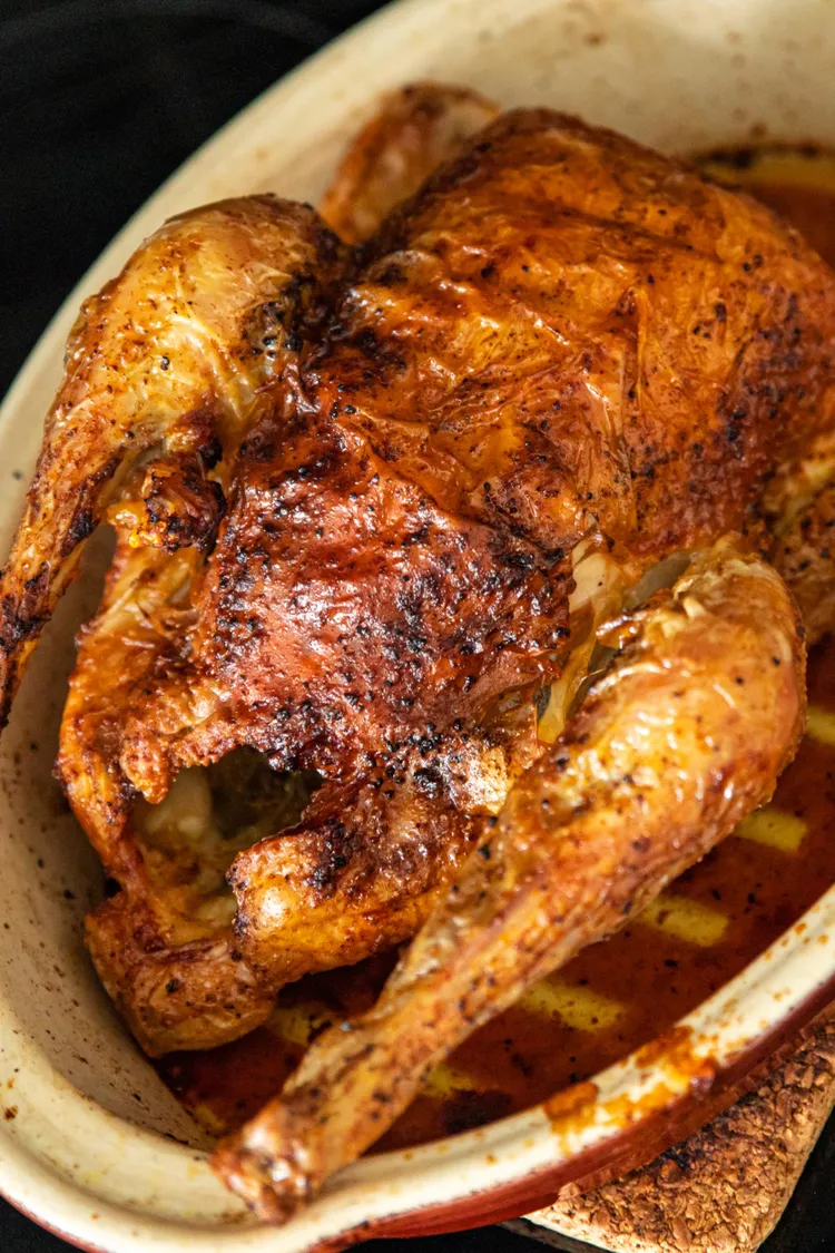 Roast tarragon chicken with white wine gravy