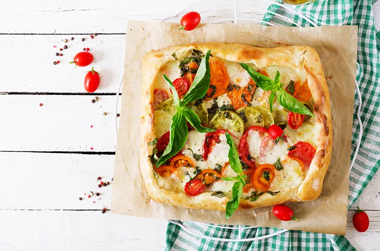 Roast vegetable & ricotta tart