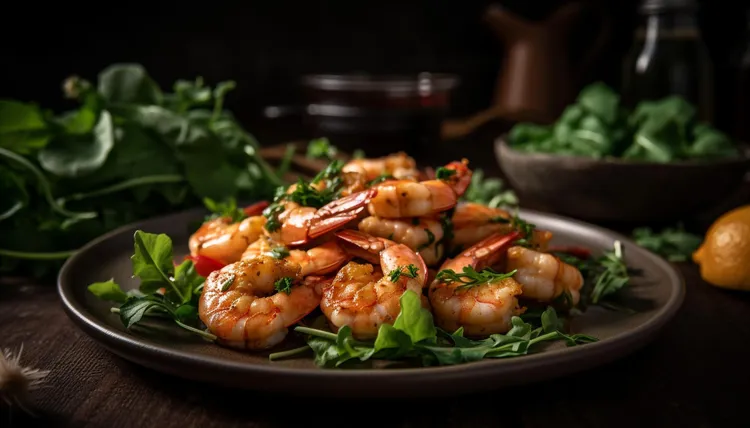 Saganaki-style barbecue shrimps