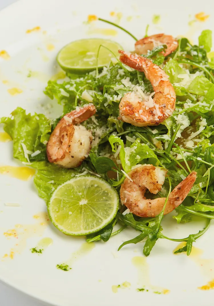 Salt and pepper shrimps with lime mayonnaise