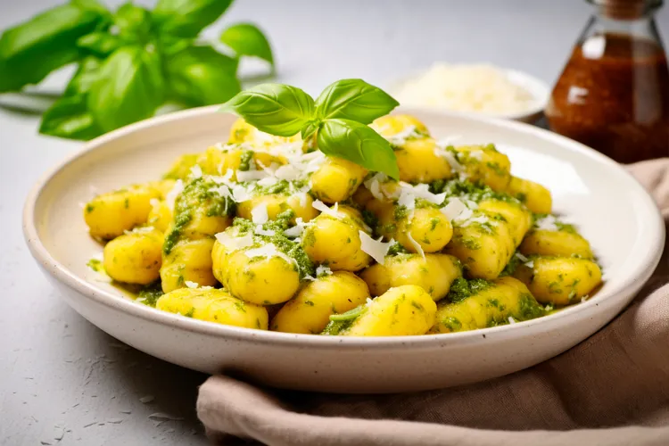 Sweet potato gnocchi with basil pesto