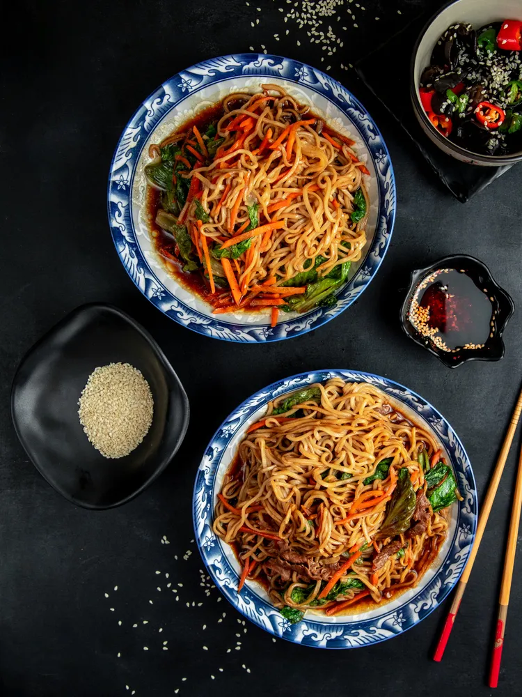 15-minute pork san choy bau noodles