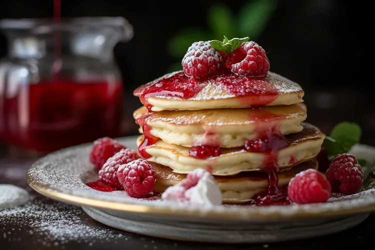 Pikelets with raspberry cream