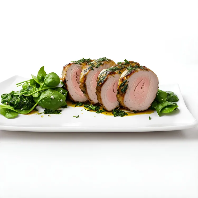 Pork rolled in herbs and dijon