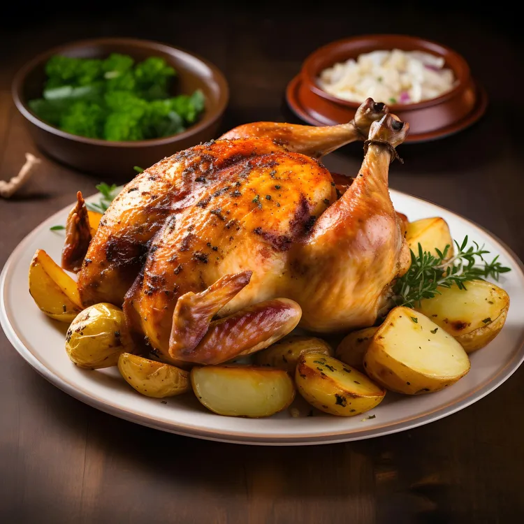 Roast chicken with bacon and herb stuffing