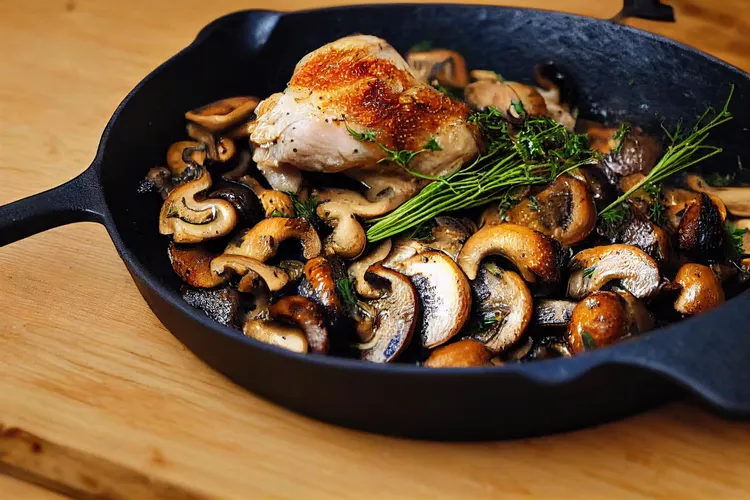 Roast chicken with mushroom gravy