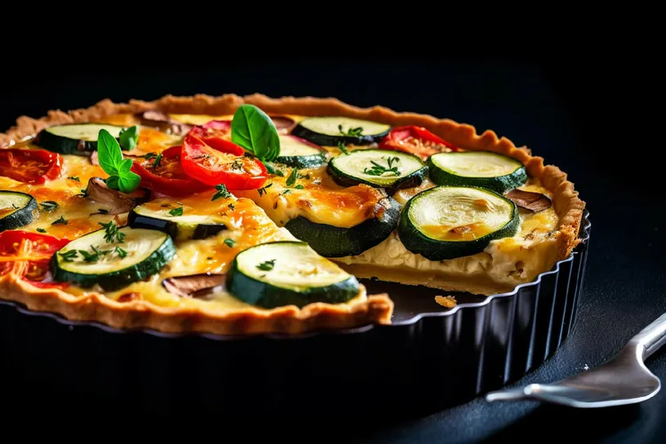 Roasted vegetable tart with olive oil pastry