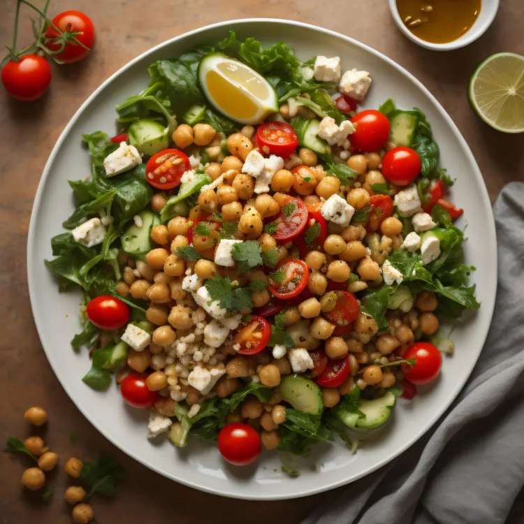 Rustic mixed tomato and spiced chickpea salad