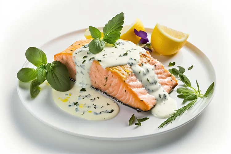 Salmon steaks with creamy herbed philly