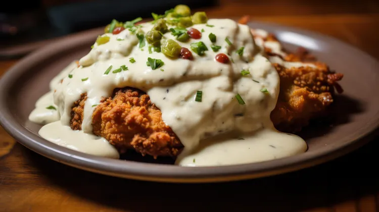 Three-cheese chicken schnitzel with caper mayonnaise