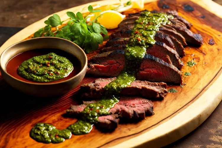 Bbq grass-fed beef with salsa verde