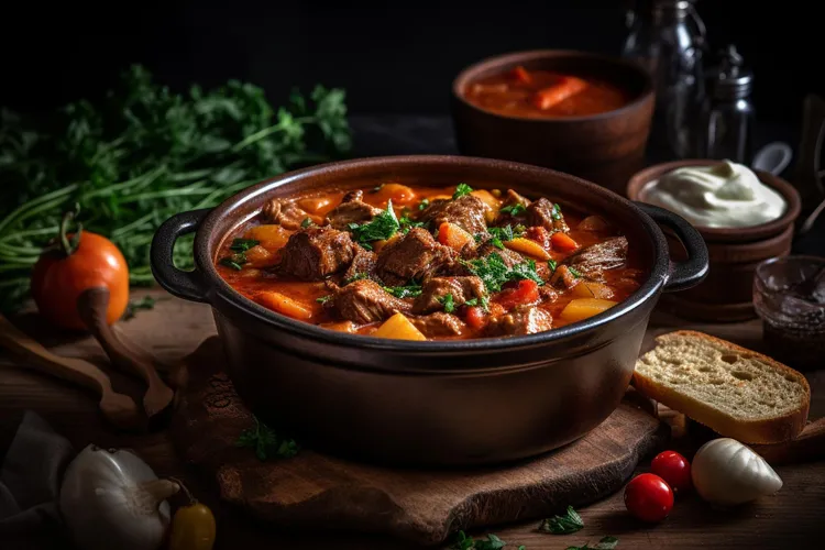 Beef and vegetable goulash