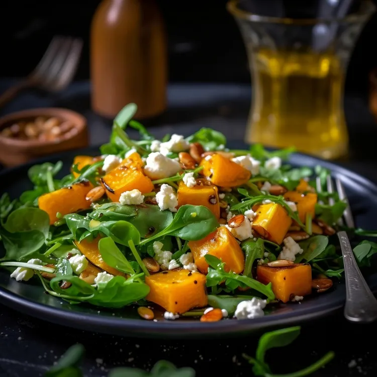 Chargrilled pumpkin, feta and spinach salad