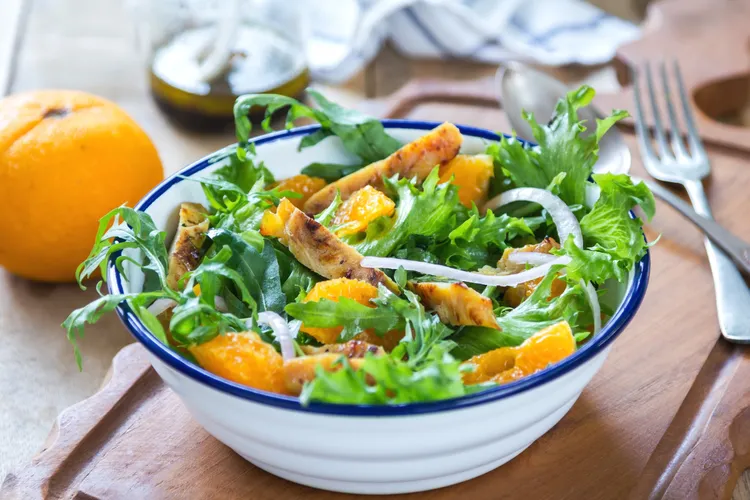 Chicken with orange and feta salad