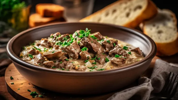 Creamy beef with mushrooms