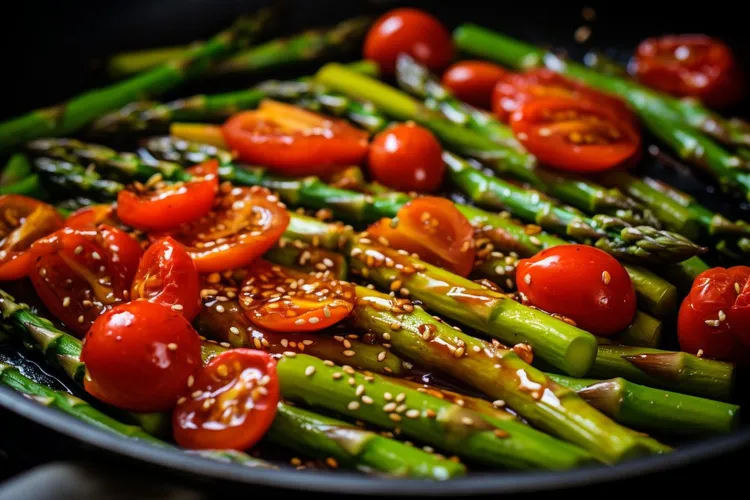 Grilled asparagus and tomato salad with preserved lemon