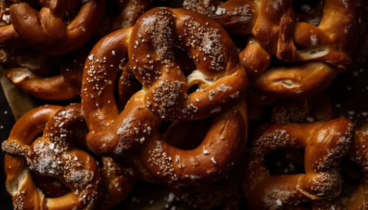 Pretzels with roasted garlic and mustard butter