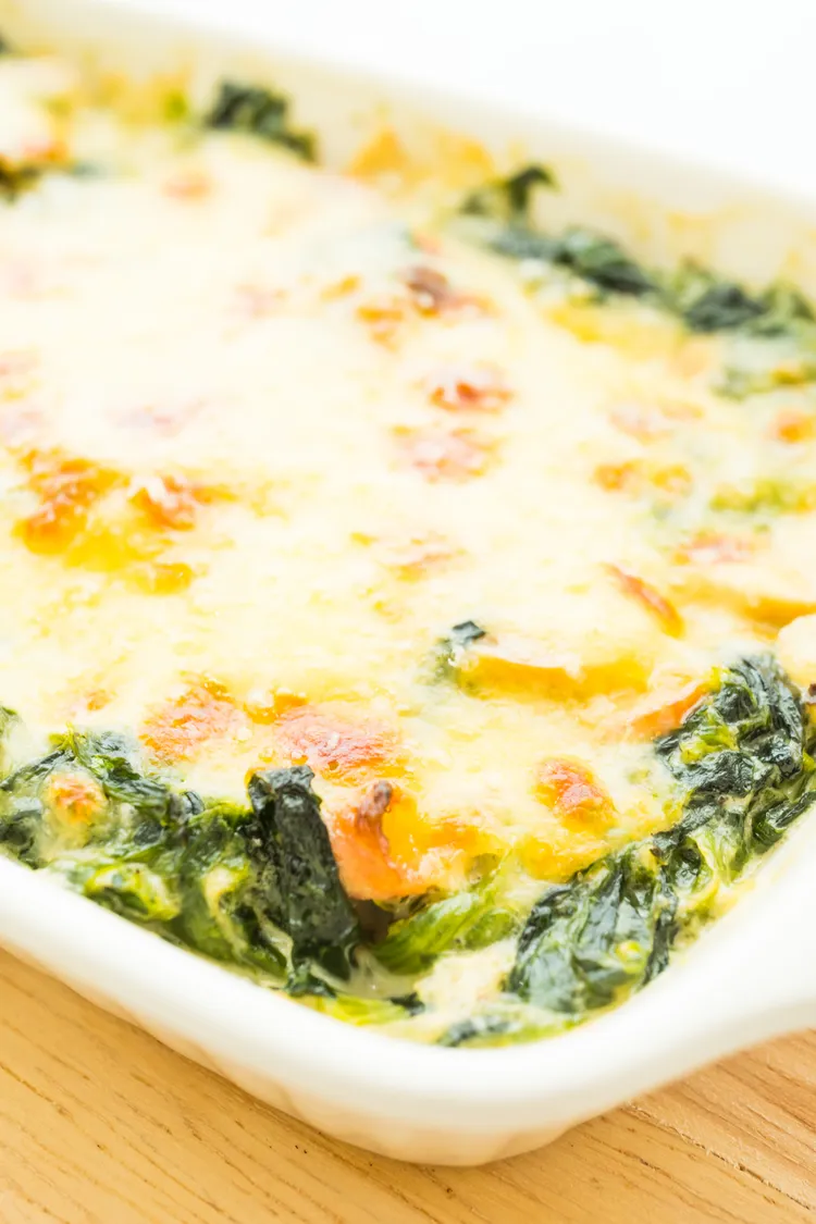 Pumpkin and spinach crustless quiche