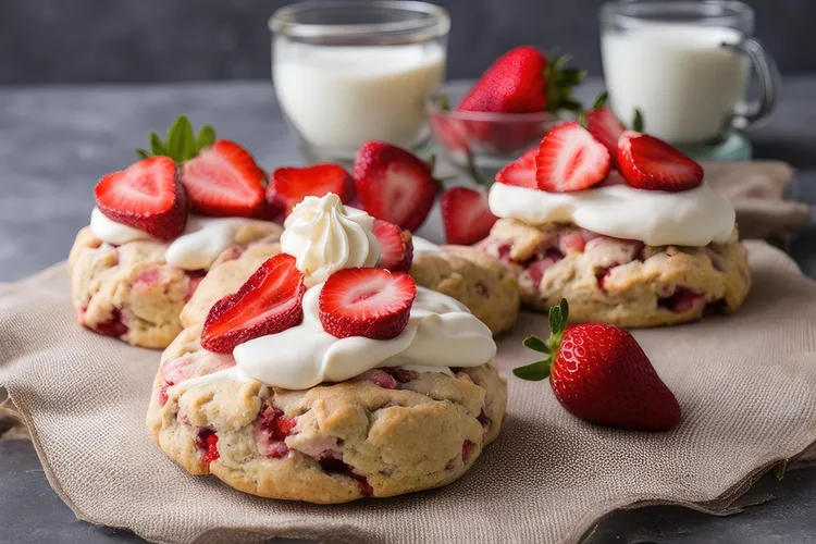 Strawberry scones with cream