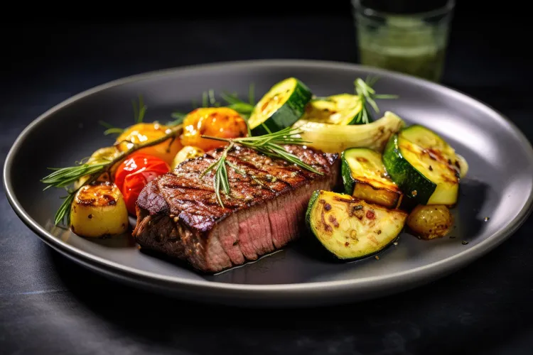 Tuscan beef steaks with char-grilled vegetables