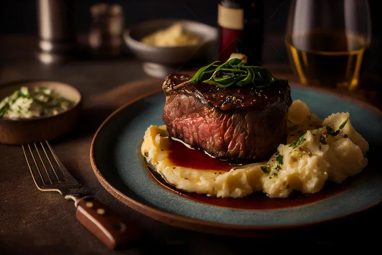Minute steaks with cheesy mash