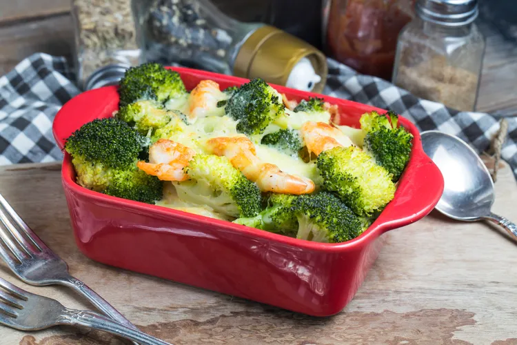 One-pan salmon and broccoli bake