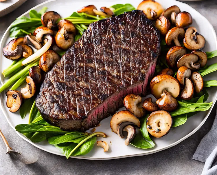 Steak with balsamic mushrooms